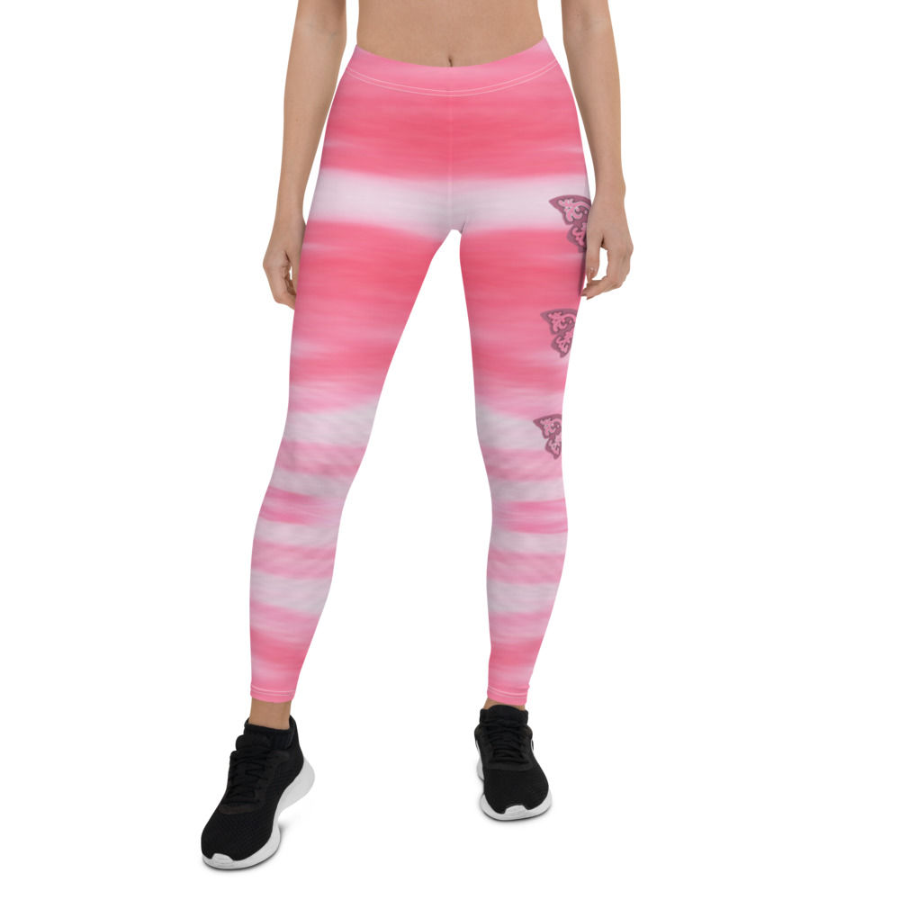 Pink Tie Dye Leggings w/ 3 Pink Butterflies