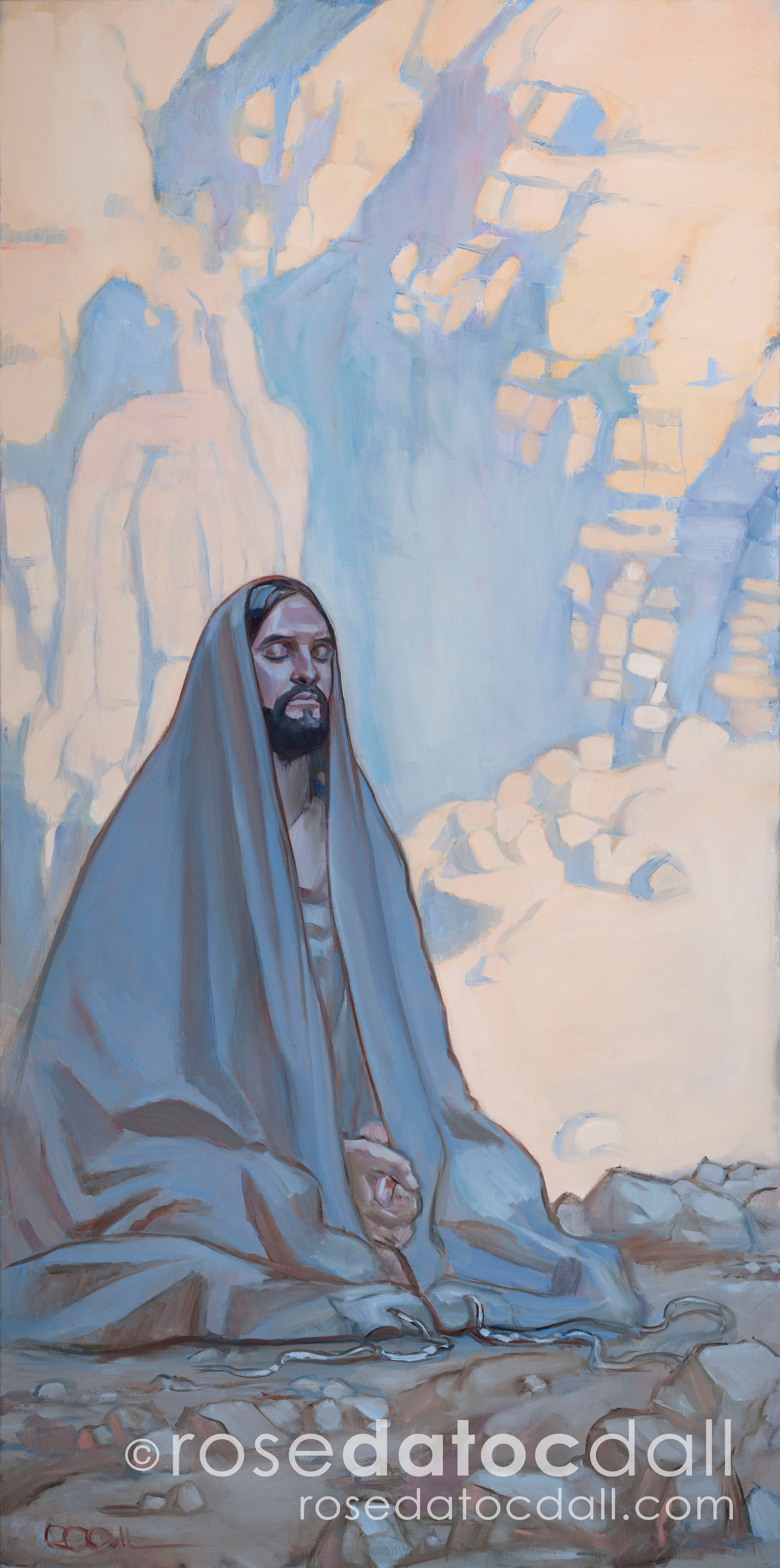 Fasting in the Wilderness — giclée art print of Christ fasting in the wilderness by LDS artist Rose Datoc Dall.