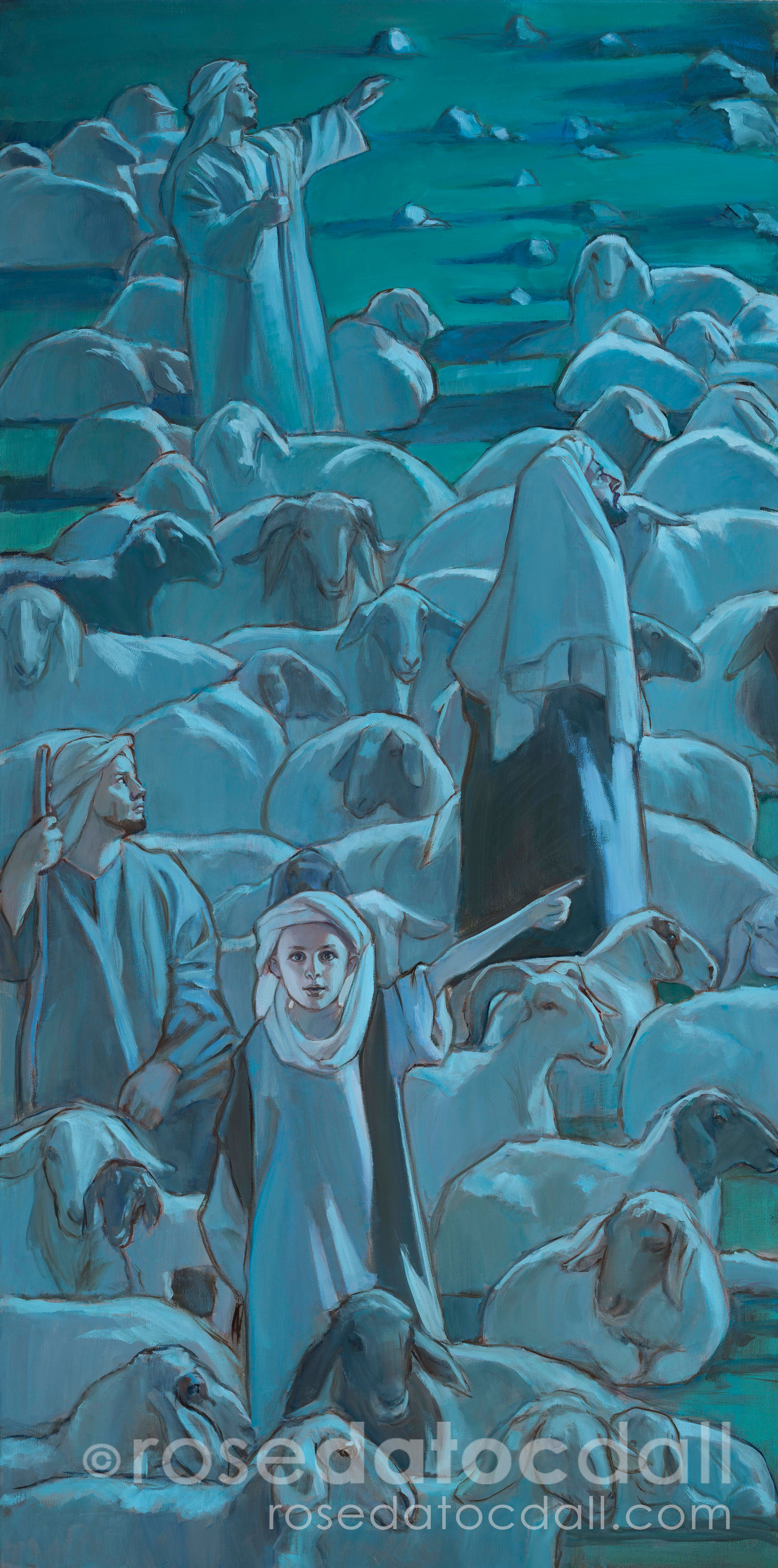 Shepherds — giclée art print from Nativity Quadriptych by LDS artist Rose Datoc Dall.