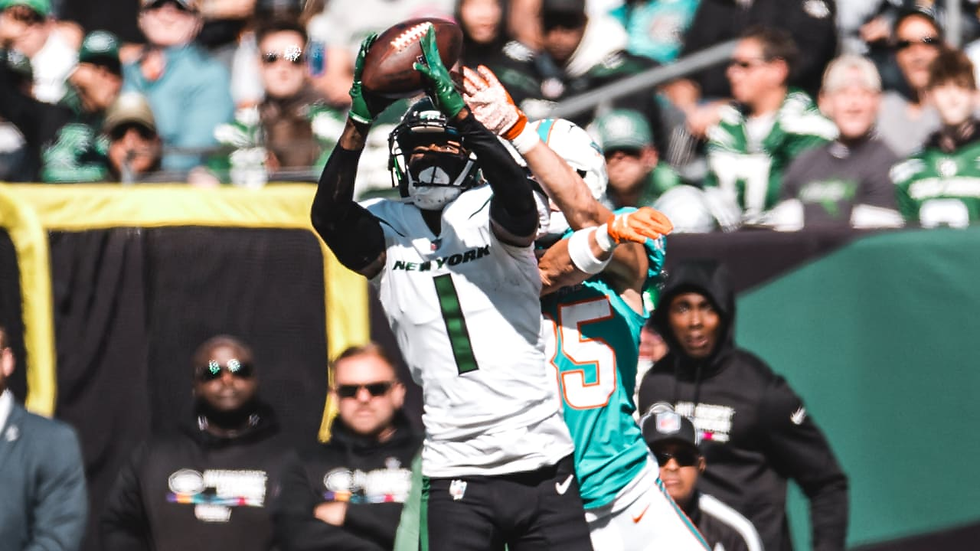 Sauce Gardner's first career interception.