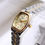 Thumbnail: Casio Mineral Glass Square Round Classic Formal Watch 1169 Gold A