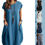 Thumbnail: SpringSummer 2022 EuropeanAmerican Loose Casual Solid Color Pocket Dress for Wom