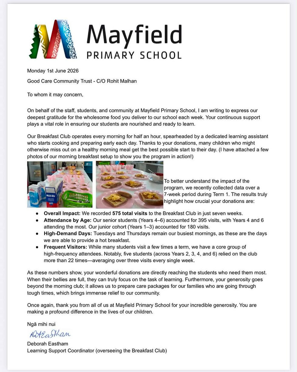 Heartfelt Appreciation from Mayfield Primary School