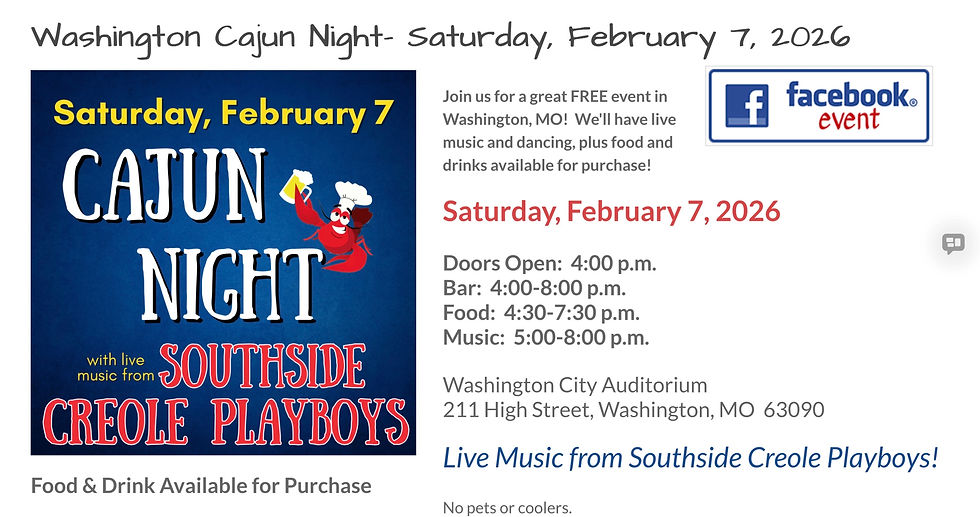 🎶 Cajun Night — Saturday in Washington, MO