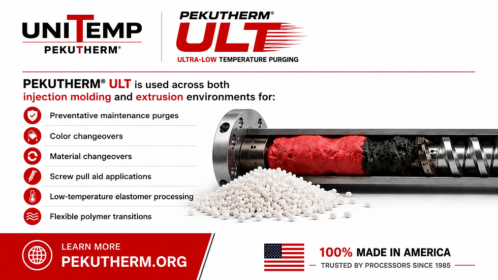 PEKUTHERM® ULT is used across both injection molding and extrusion.