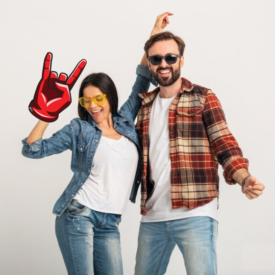 Thumbnail: People posing with Rock & Roll Hand prop