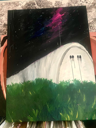 PAinting from vermont home studio