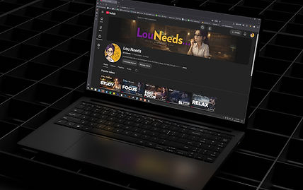 LouNeeds You Tube page on laptop