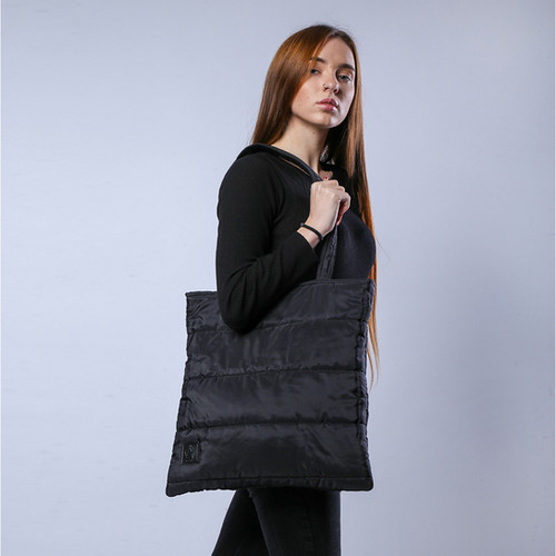 Quilted Handbag Missguided Tote Bag Puffy Tote Bag-Black