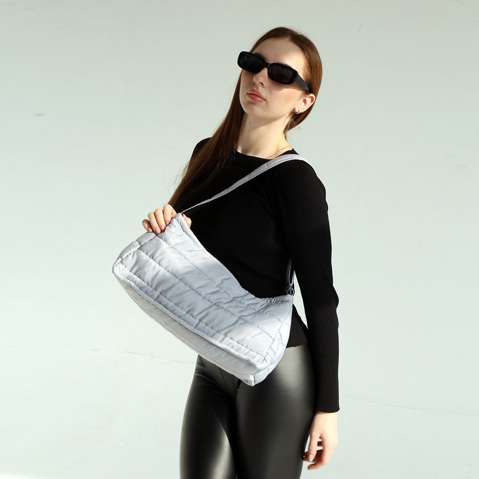 Thumbnail: Puffy Prism Tote Bag-Gray