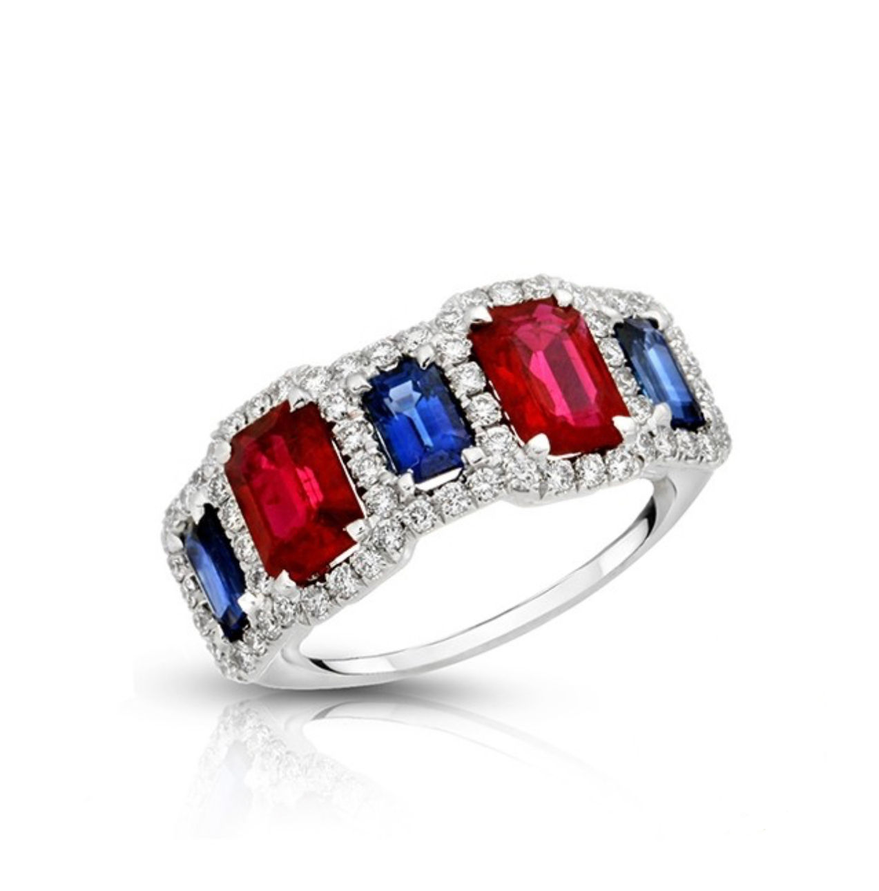 18K RUBY & SAPPHIRE DIAMOND RING