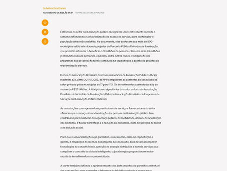 CANAL ENERGIA - ASSOCIAÇÕES DEFENDEM UNIVERSALIZAÇÃO DO SERVIÇO DE ILUMINAÇÃO PÚBLICA