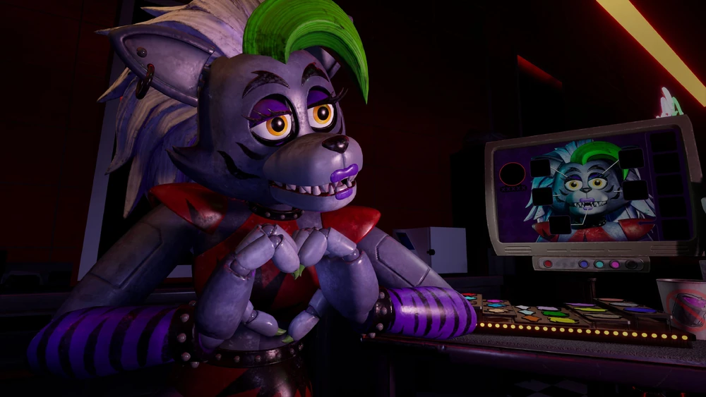 Rocky the Wolf giving the player a heart shape with both her hands