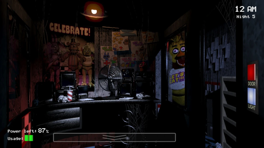 Chica standing behind the right side window, trying to get into the office