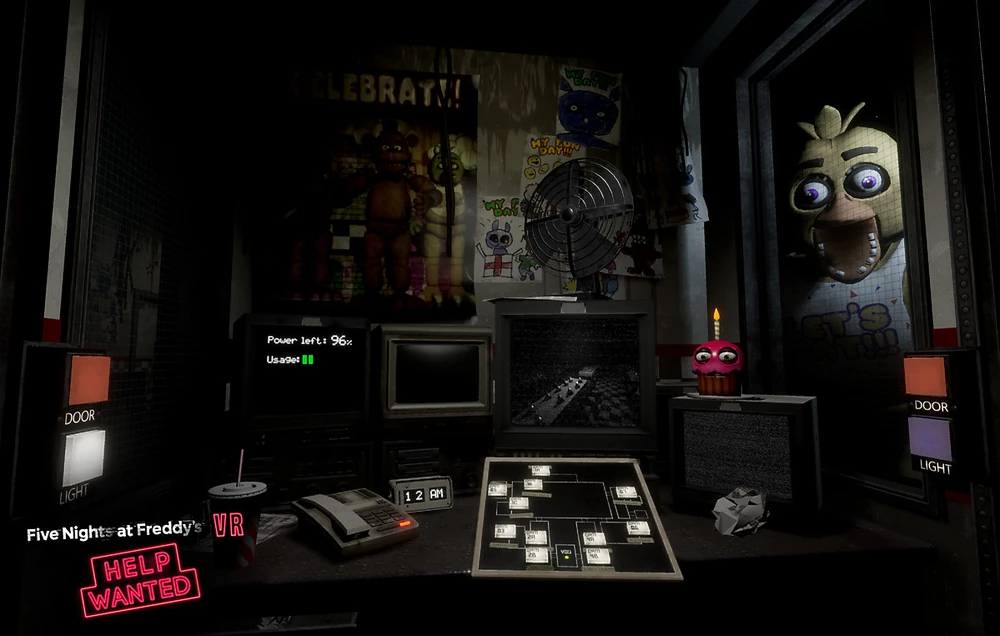 Chica staring at the player through the right window
