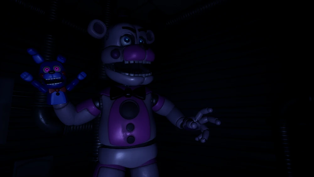 Funtime Freddy and BonBon in the dark minigame