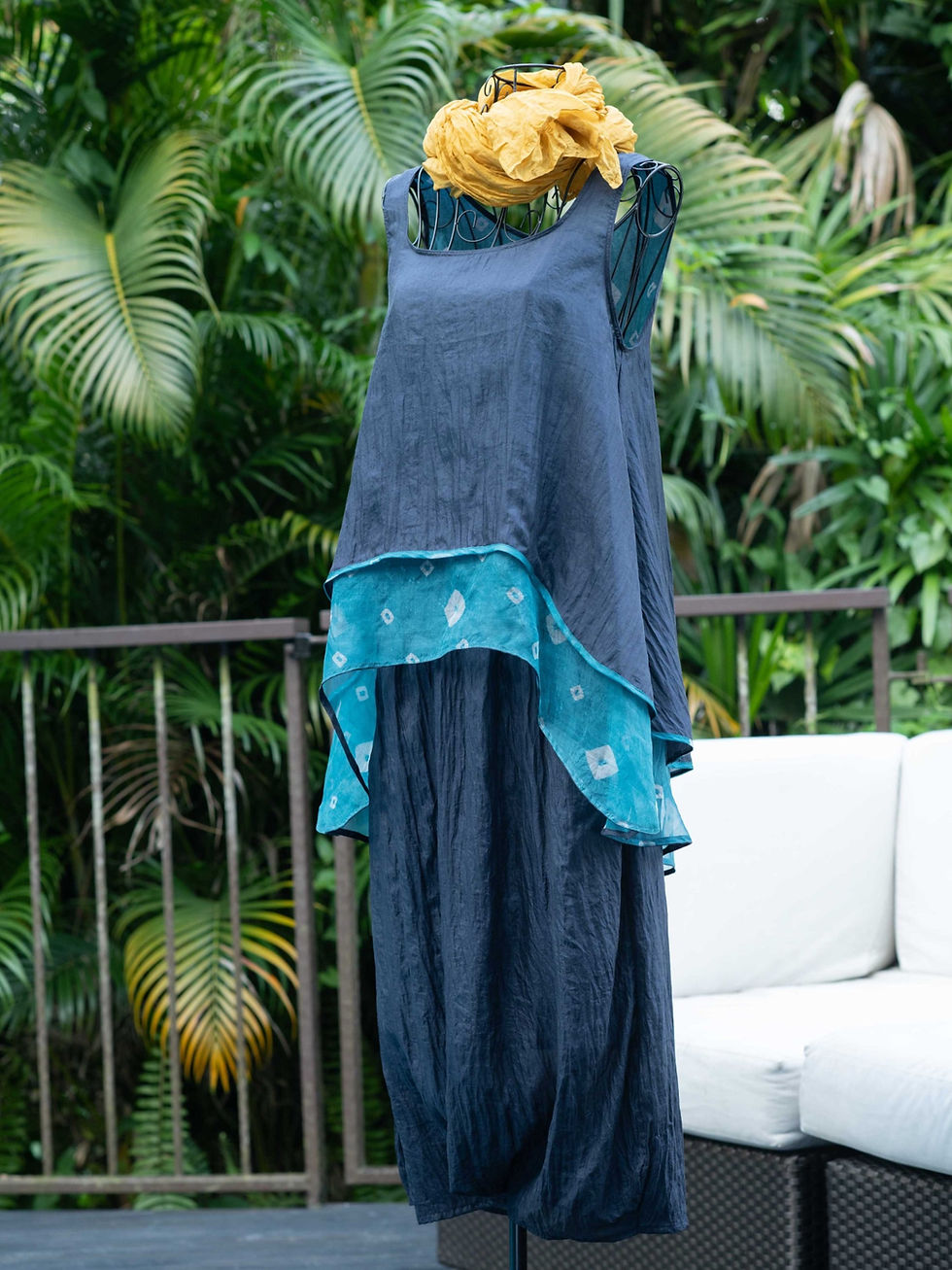Thumbnail: Boho Tunic with Shibori Organza