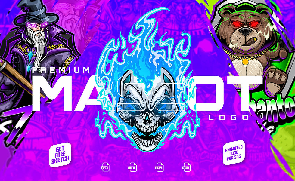 I will design mascot logo for gaming, kick, twitch, and youtube
