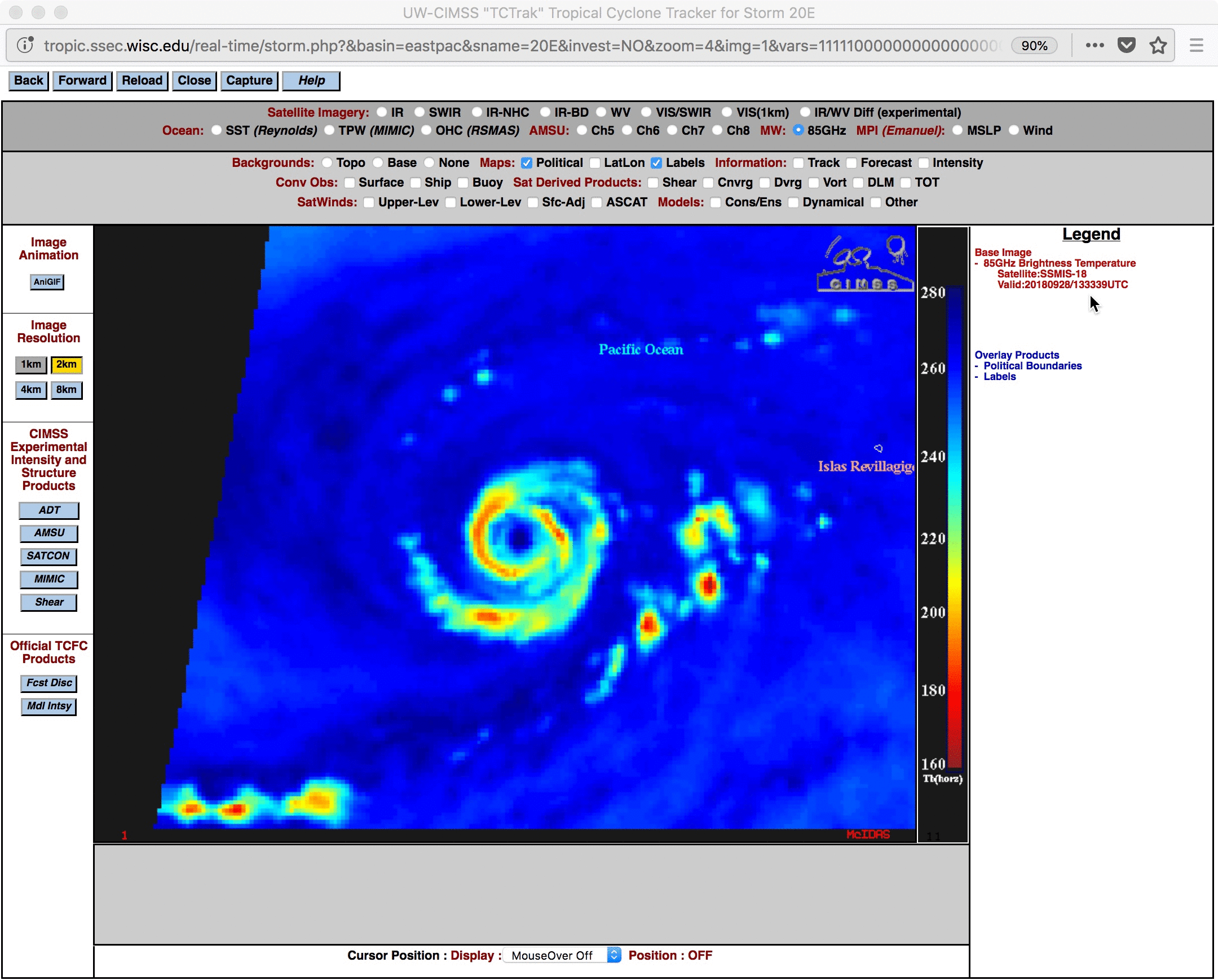 180928 1330 UTC dmsp 18 microwave GOES-15 infrared Rosa anim....