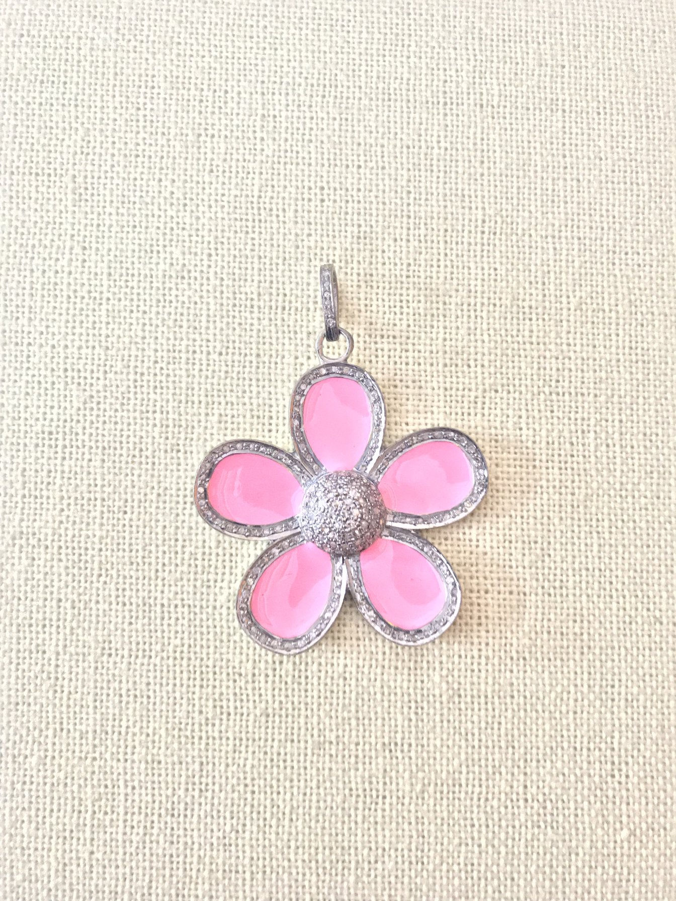 Pink Enamel Diamond Pendent