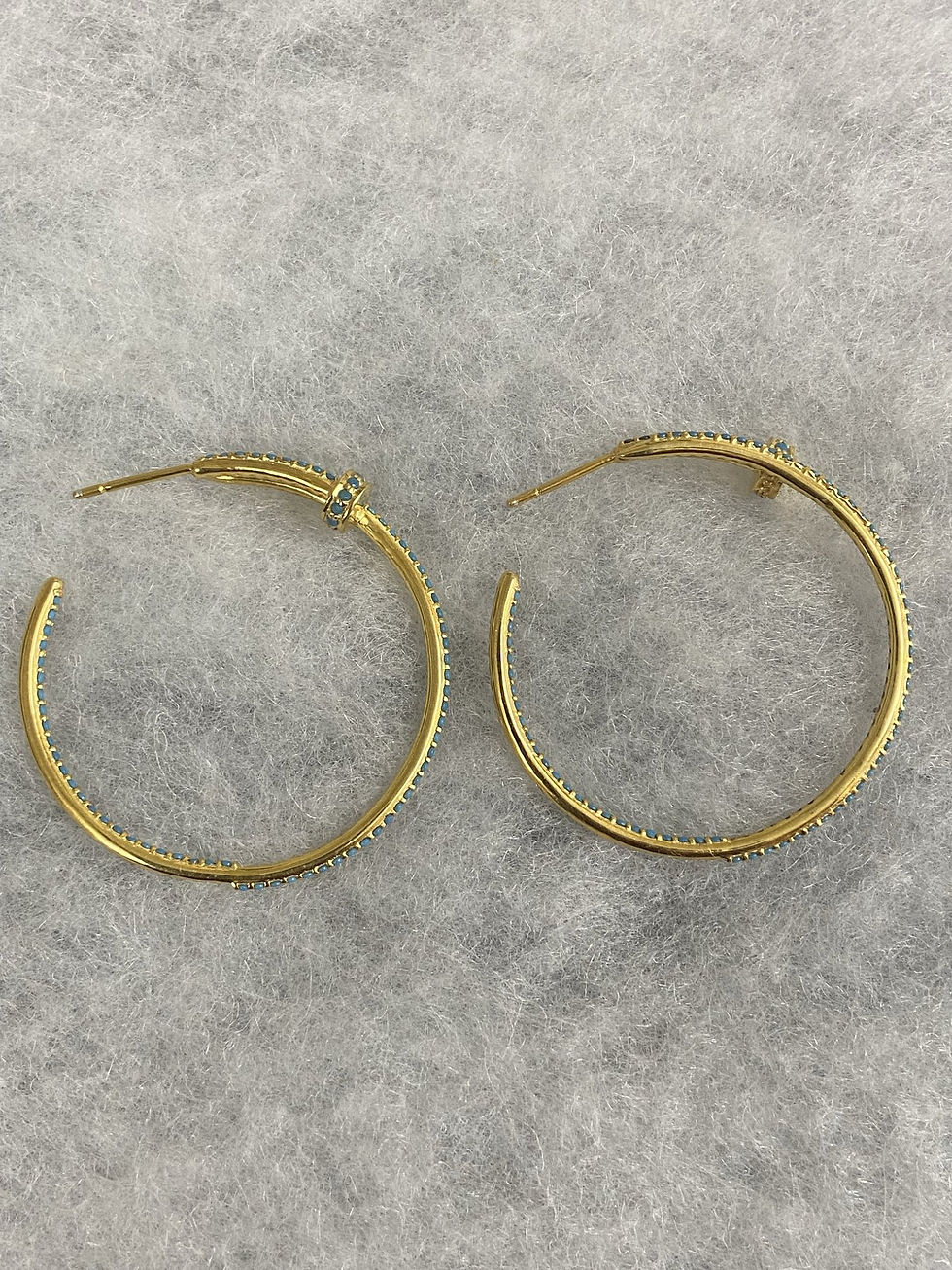 Thumbnail: Pave Turquoise Nail Hoop Earrings