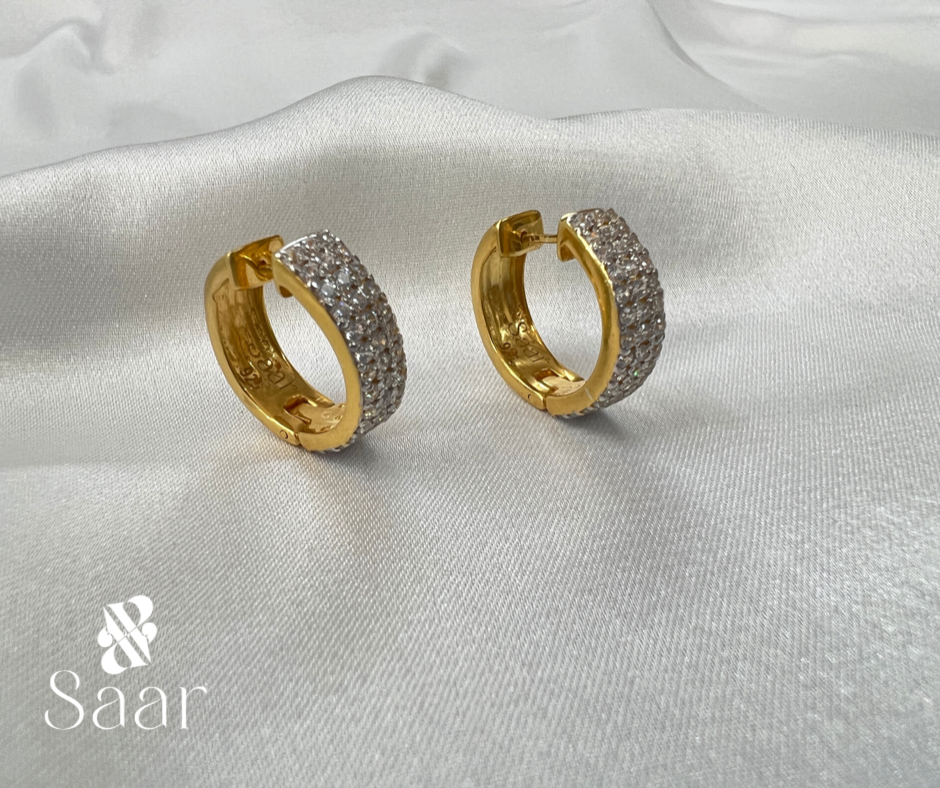 Thumbnail: 92.5 Sterling Silver Hoop Earring With Zircon