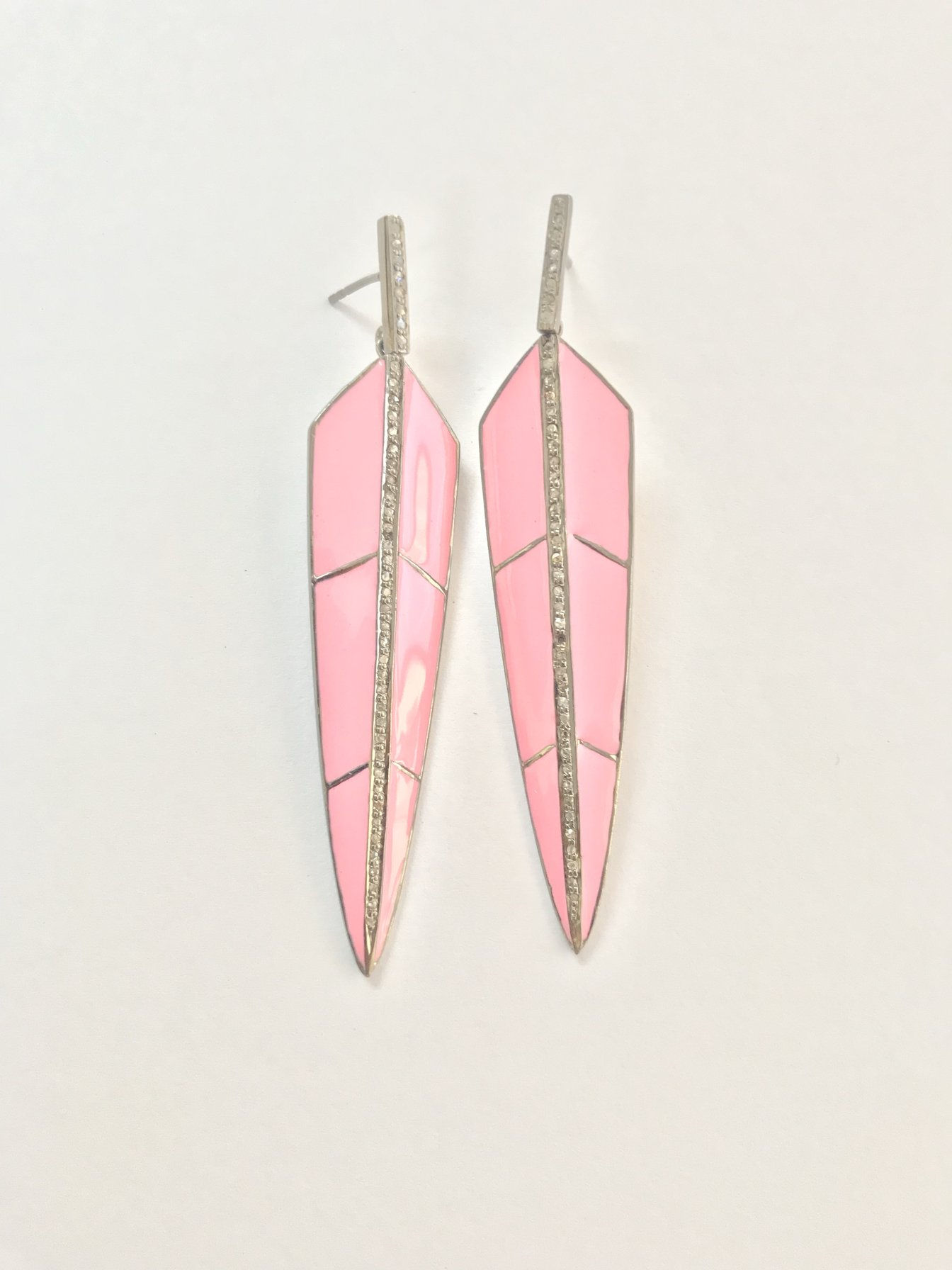 Pave Diamond Enamel Earrings