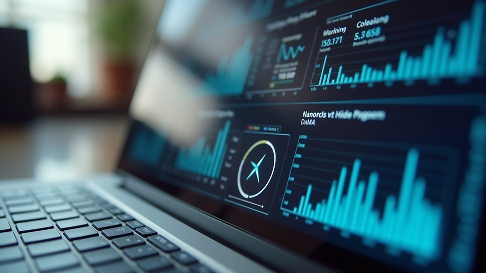 Close-up view of a laptop screen displaying aviation data analytics