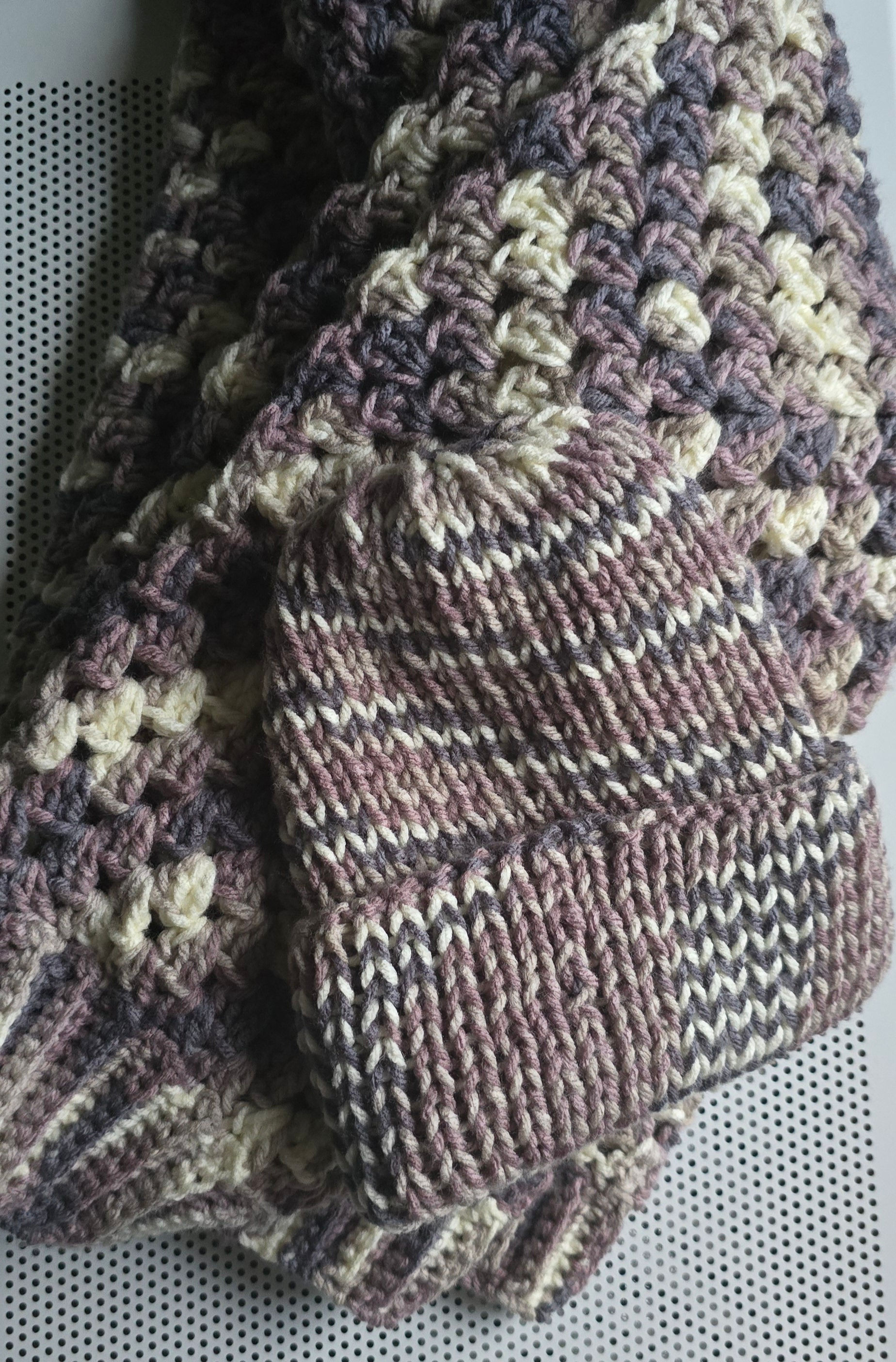 Large Cropped Granny Cardigan Knit Beanie Set