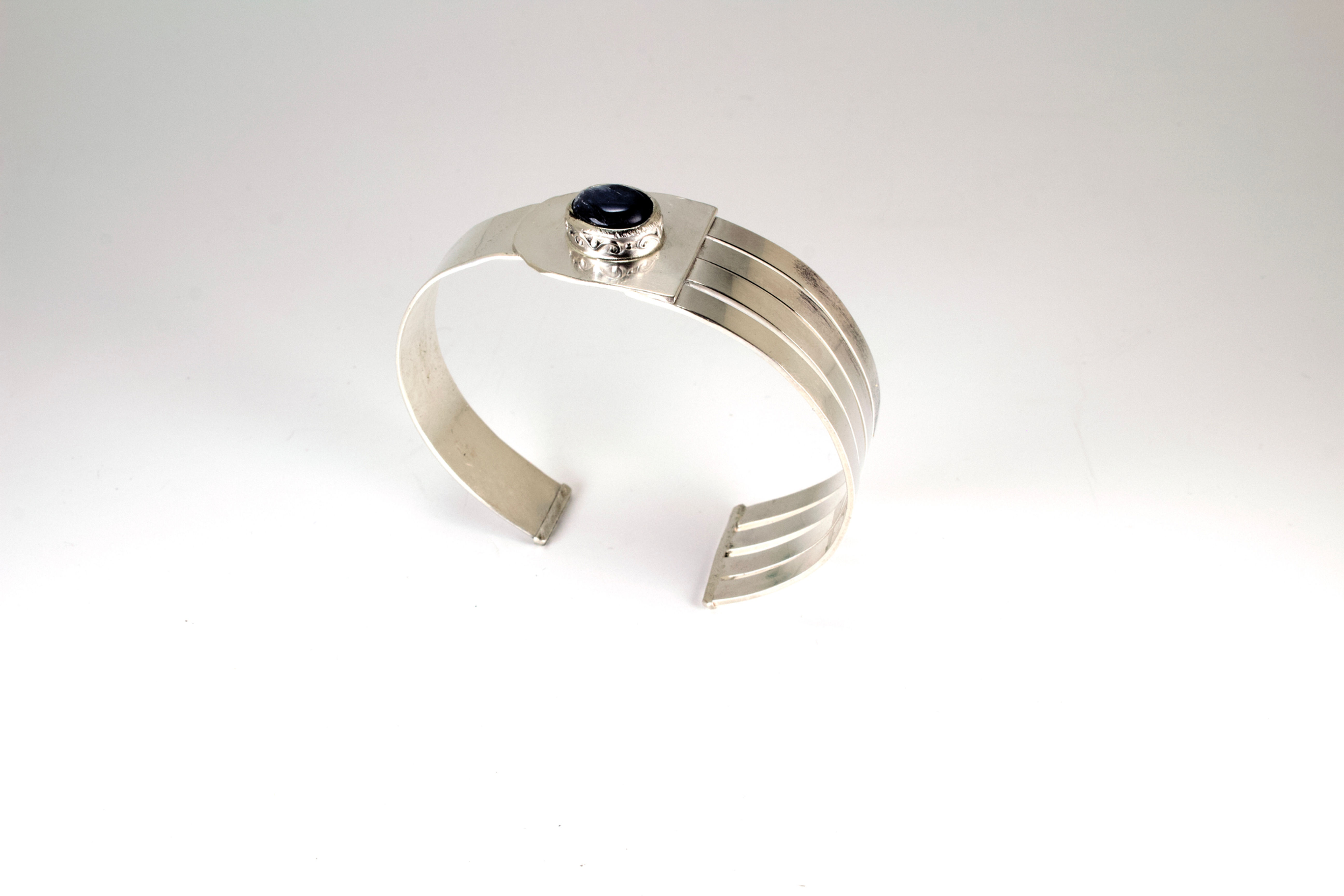Sterling Silver Cuff Bracelet with Lapis