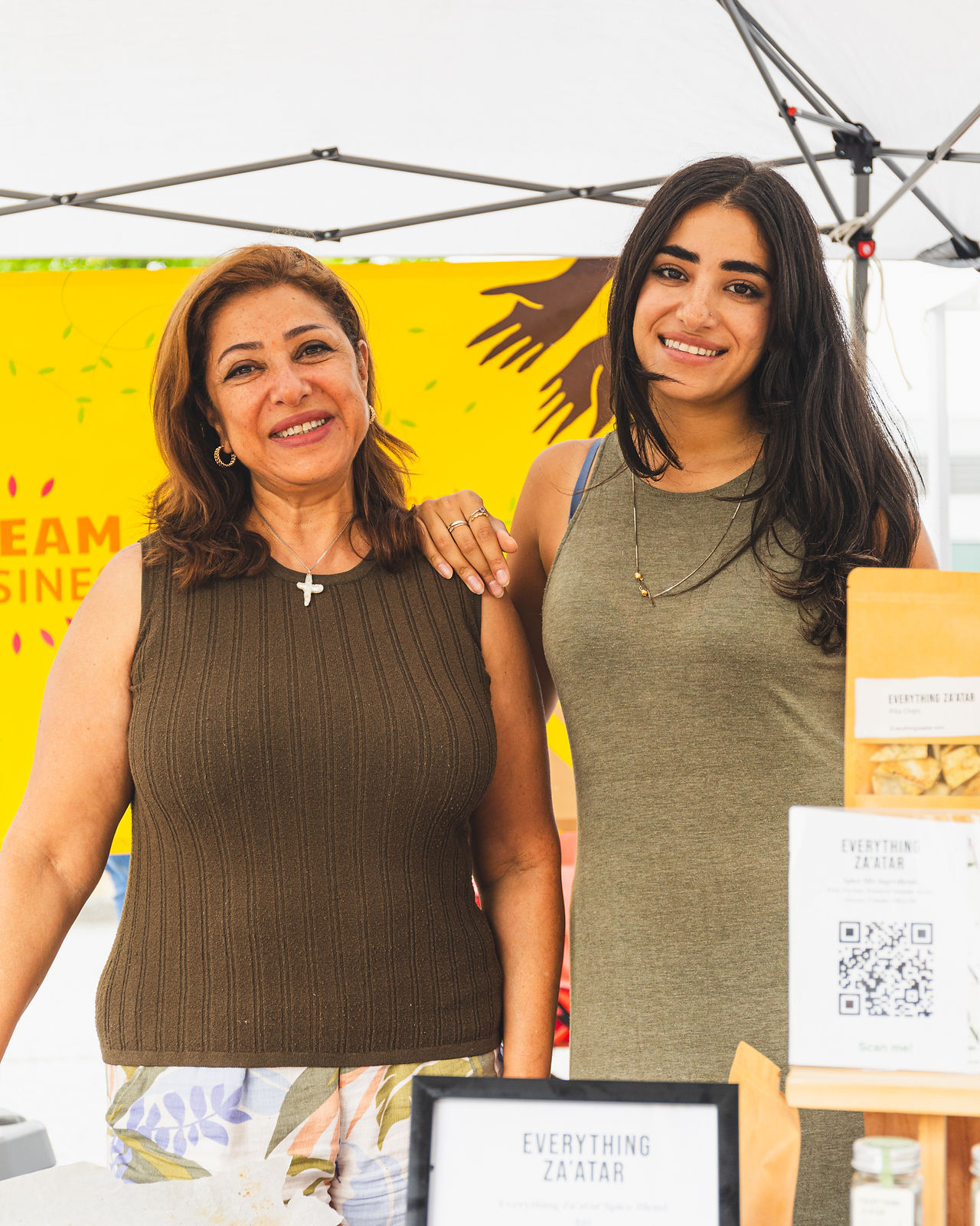 Bushra and Lora at the market