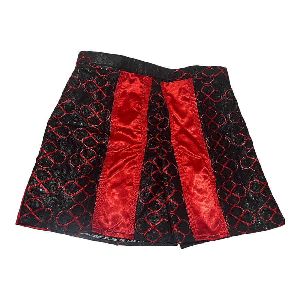 Thumbnail: Mini shorts, embroidery and satin fabric