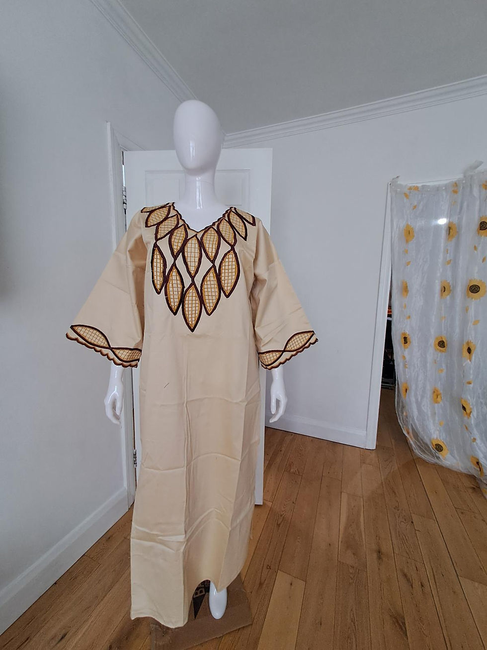 Thumbnail: Long Kaftan, loose sleeves,front embroidery 