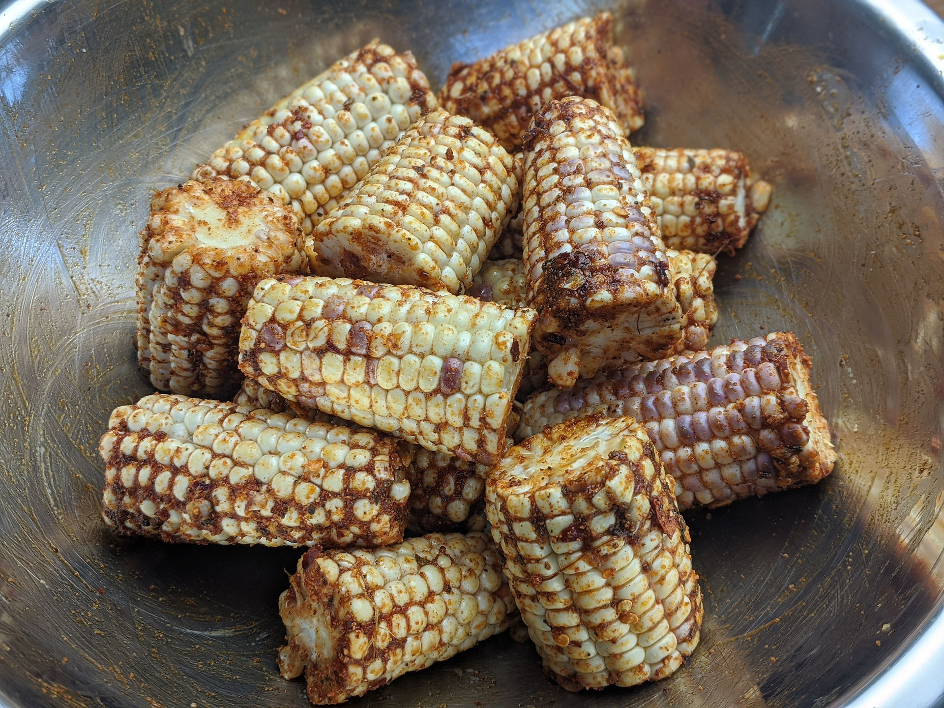 multicolored corn before roasting in the oven