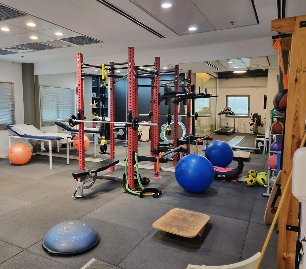 Close-up view of sports therapy equipment in a modern clinic