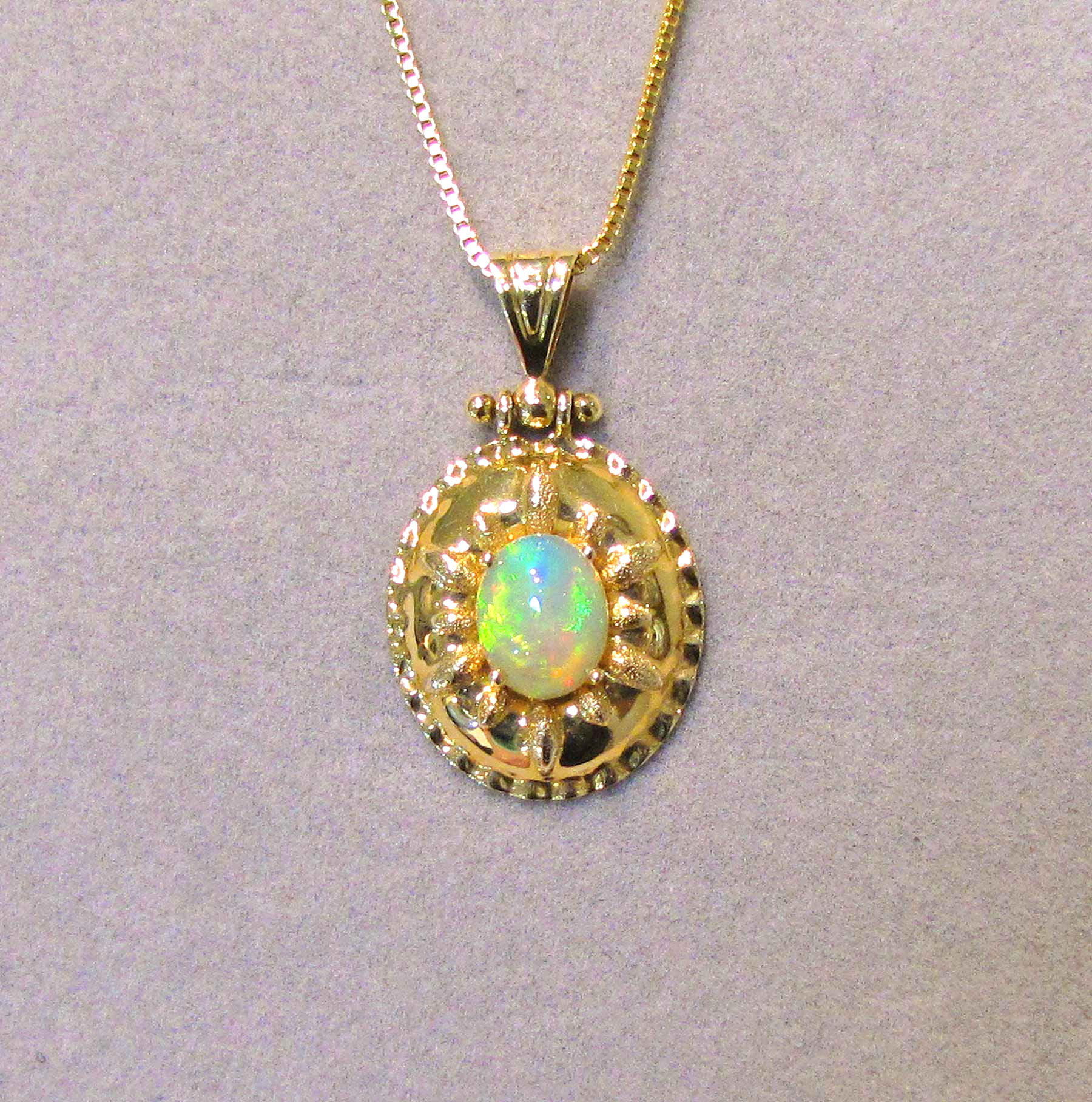 14K Freeform Boulder Opal Pendant