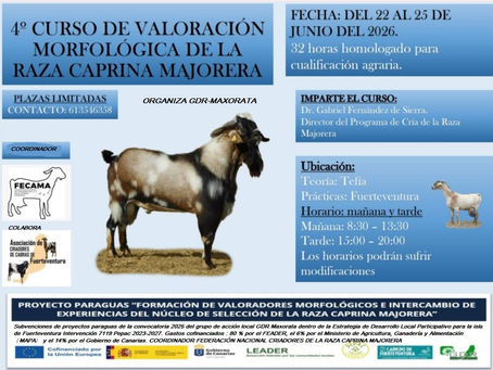 CURSO VALORACIÓN MORFOLÓGICA DE LA RAZA CAPRINA MAJORERA Y VIAJE DE INTERCAMBIO