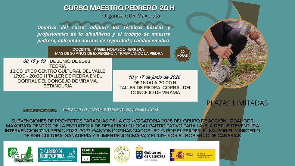 curso maestro pedrero 20 h. Virama. Betancuria