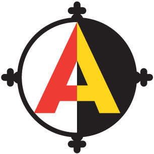Logo Design for Atlantic Guns featuring the Letter A in a scope in the colors of the Maryland flag
