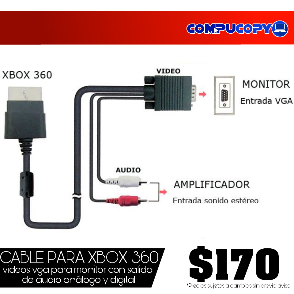 Miniatura: CABLE DE VIDEO Y AUDIO PARA XBOX 360. A VGA 