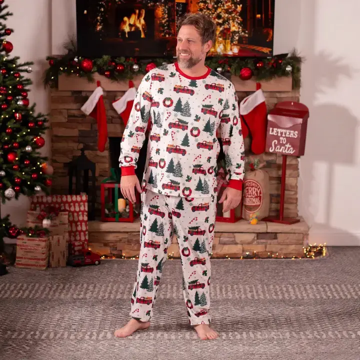 Thumbnail: Family Matching Christmas Car Pattern Long Sleeve Pajamas