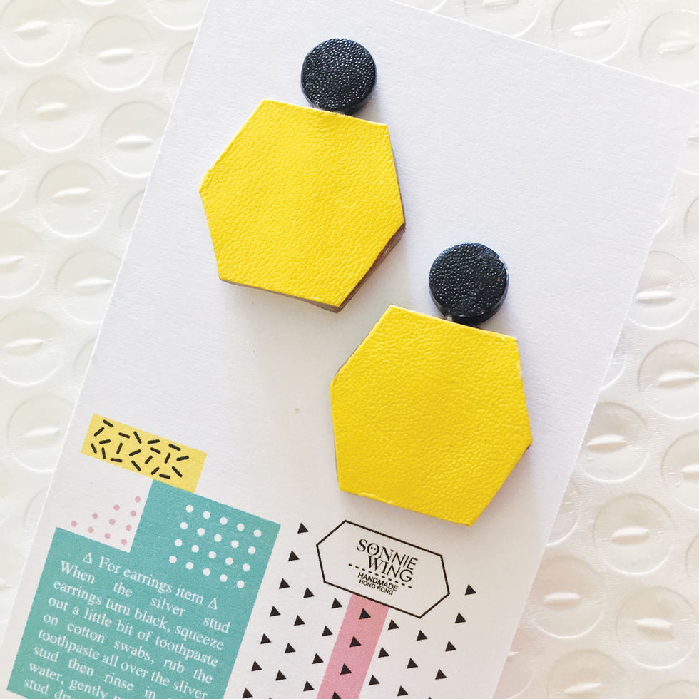 Geometric Stud Leather Earrings