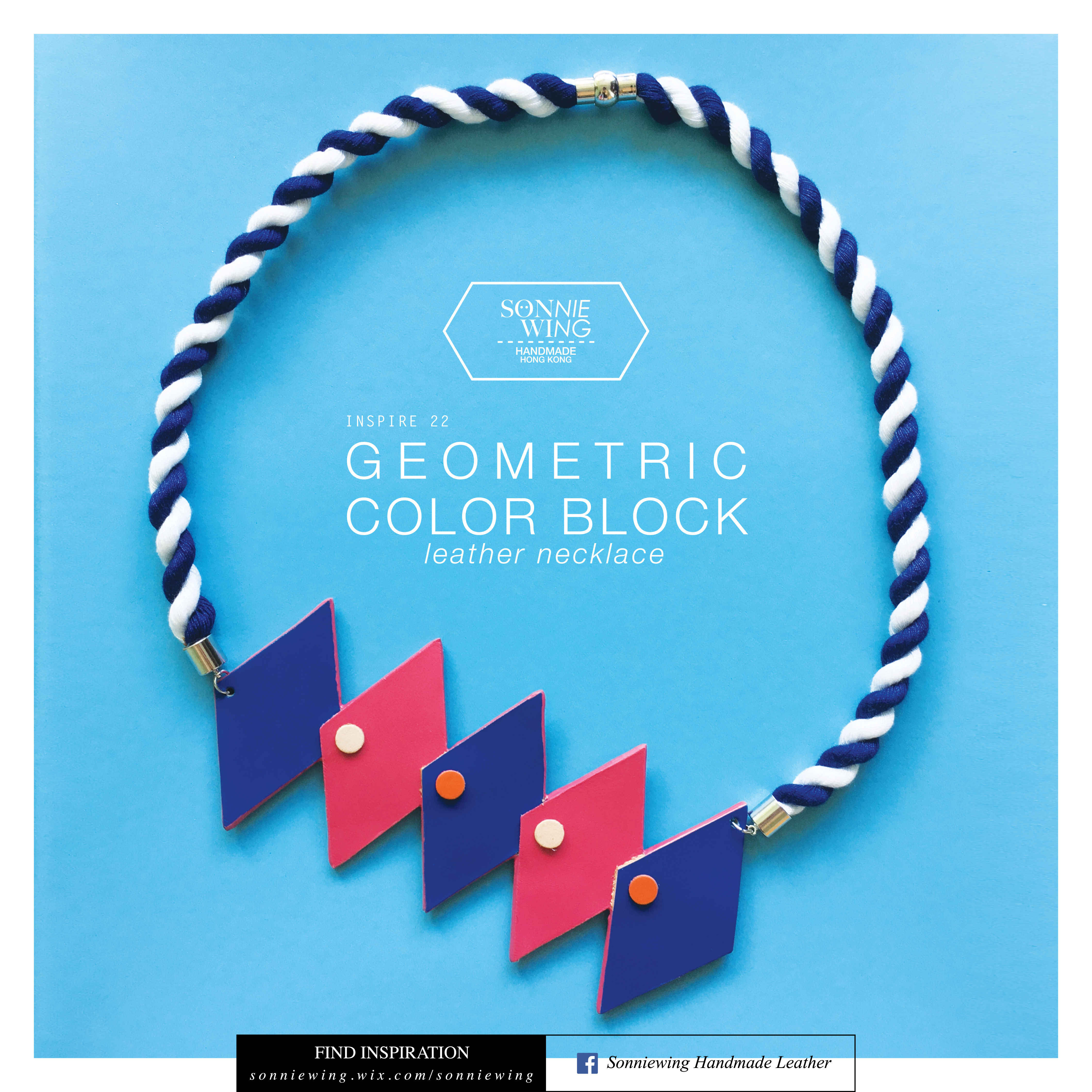 Geometric Color Block Leather Necklace