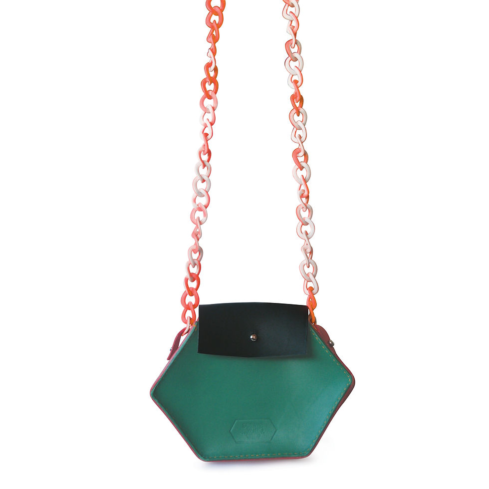 Thumbnail: Hexagon Green Leather Bag