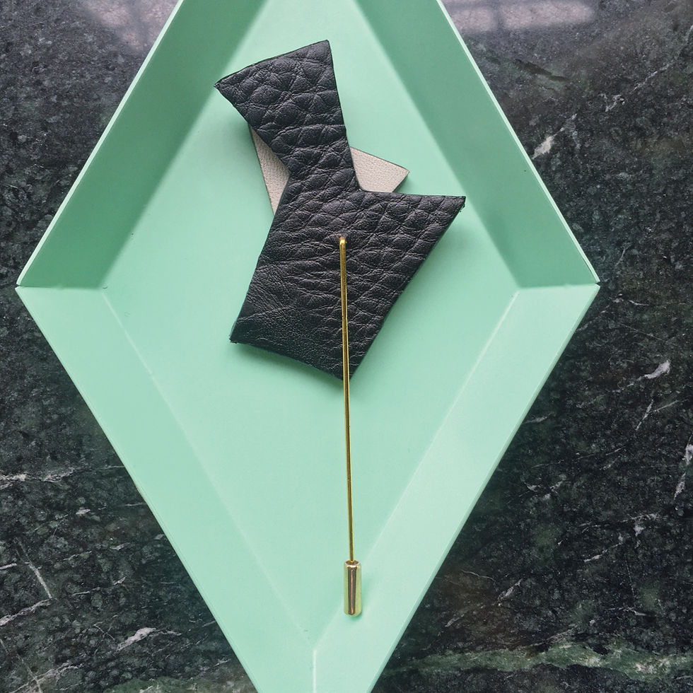 Thumbnail: Color-Block Geometric Leather Brooch Pin (Sold Out)