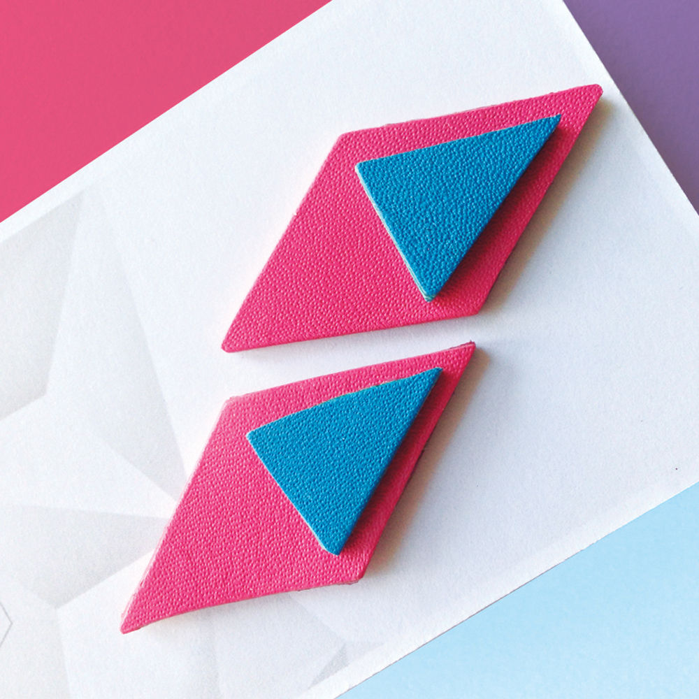 Diamond Stud Leather Earrings