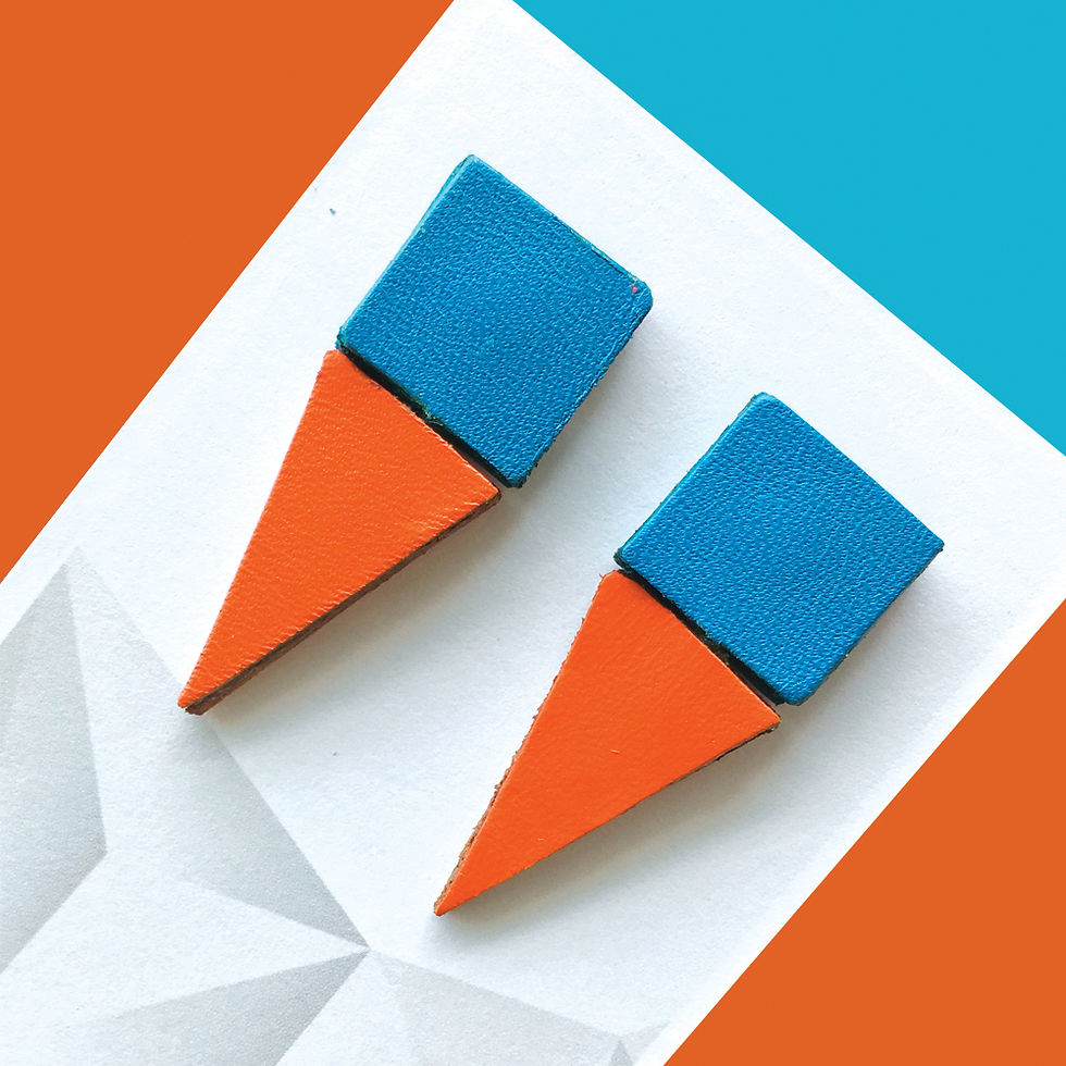 Geometric Stud Leather Earrings