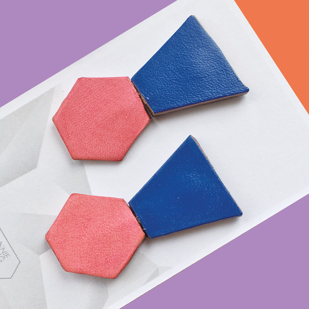 Geometric Stud Leather Earrings