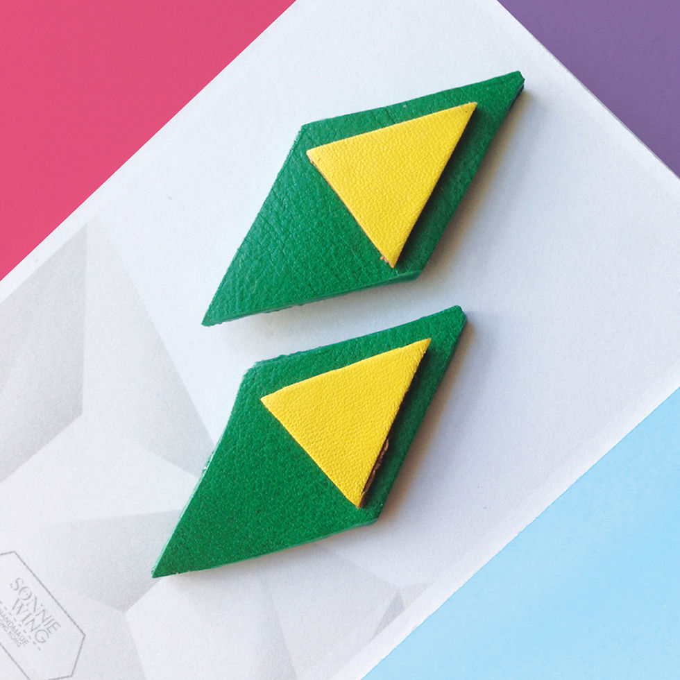 Diamond Stud Leather Earrings