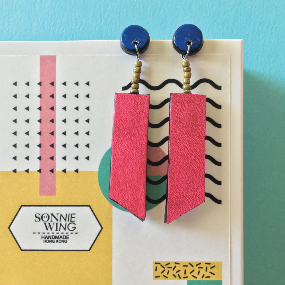 Geometric Stud Leather Earrings